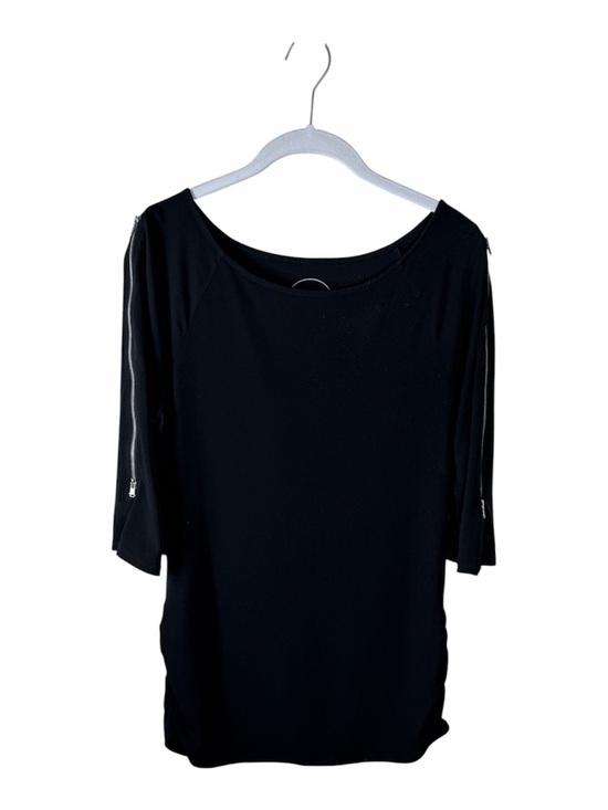 INC International Concepts Tops - INC International Concept Black Blouse Shirt Top Size Medium Zip Accent Boatneck